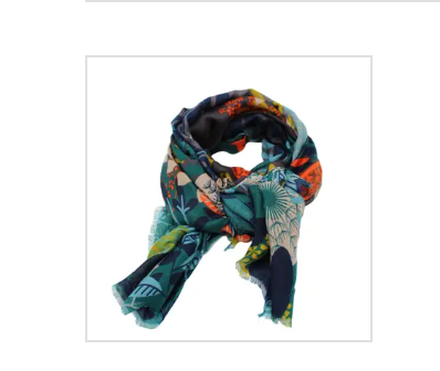 Scarves: Tropical Forest Scarf Wrap: Grey & Teal