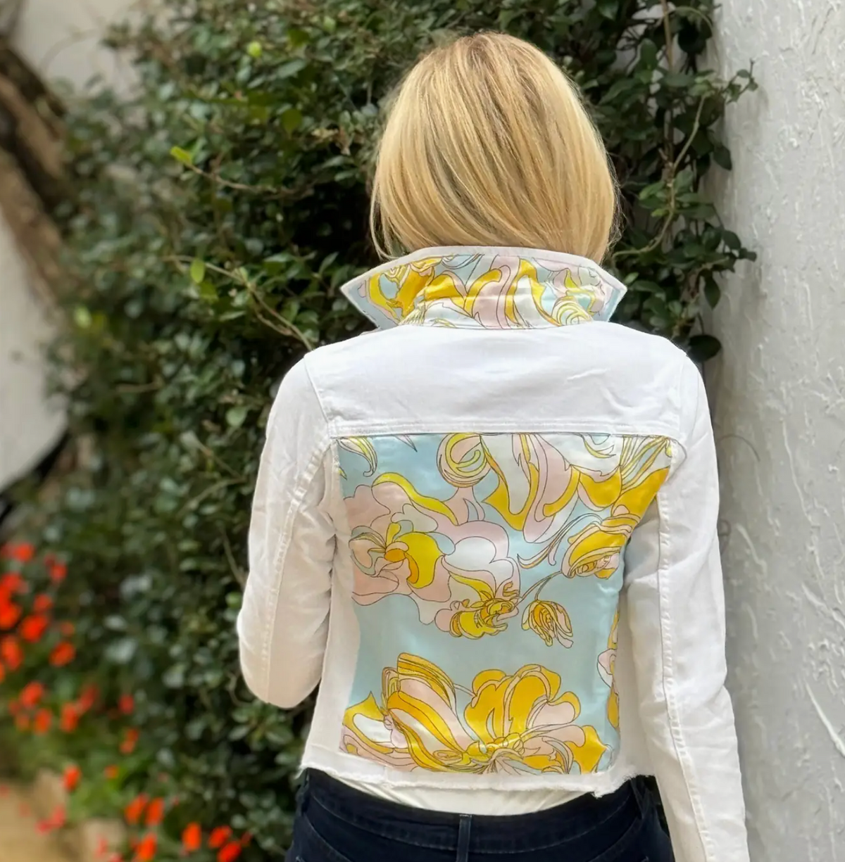 DENIM JACKET W/ PASTEL PUCCI -  WHT DENIM MD