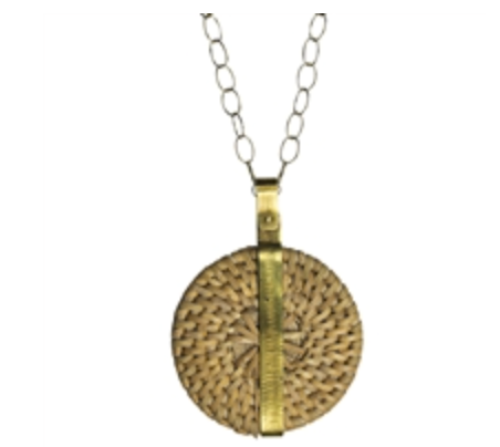 BISCAYNE RATTAN  NECKLACE -W/ BRASS
