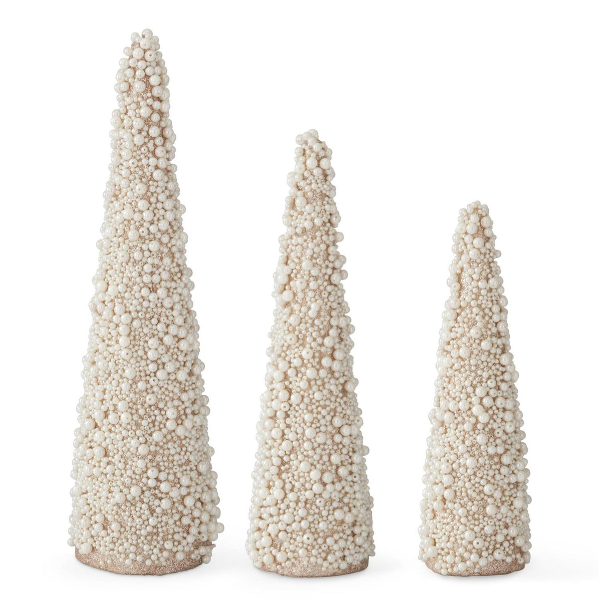 GOLD GLITTERED PEARL BEADS CONE TREE 19'
