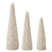 GOLD GLITTERED PEARL BEADS CONE TREE 19'