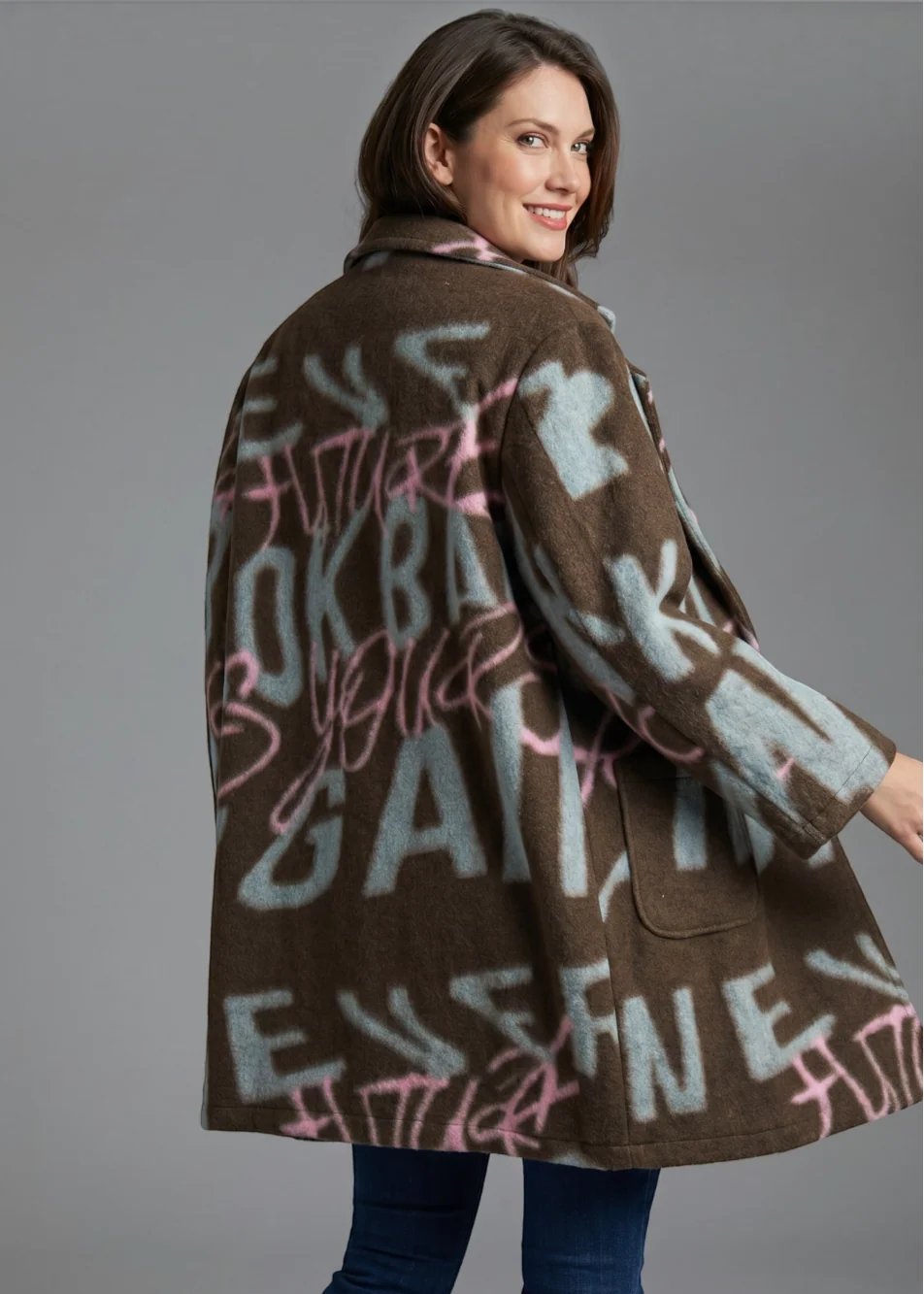 BROWN ALPHABET COAT