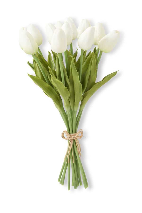 13.5” WHITE REAL TOUCH  MINI TULIP BOUQUET