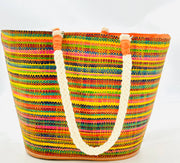 Brighton Melange Straw Basket Bag with Rope Handle: Saffron Melange