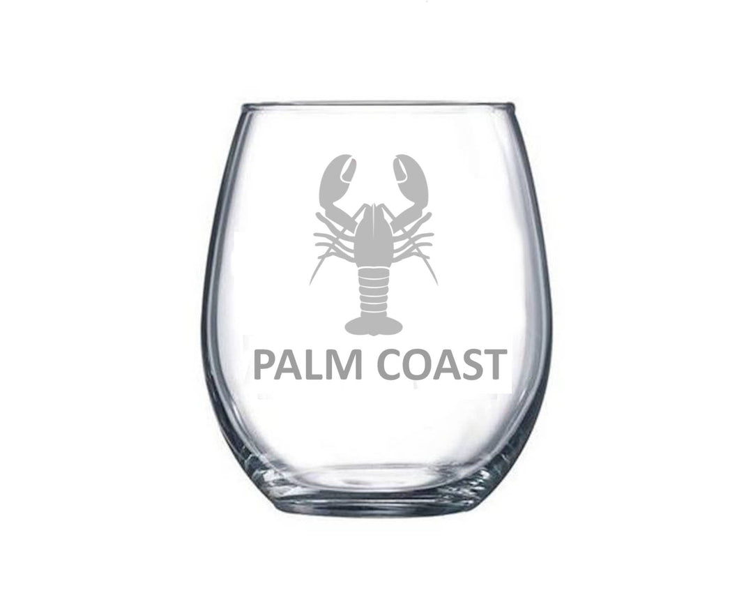 Custom Coastal Wine Glass - Lobster