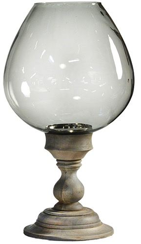 WOODEN HURRICANE W/GLASS