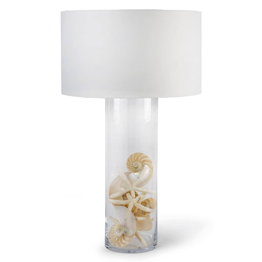 GLASS CYLINDER SEASHELL LAMP