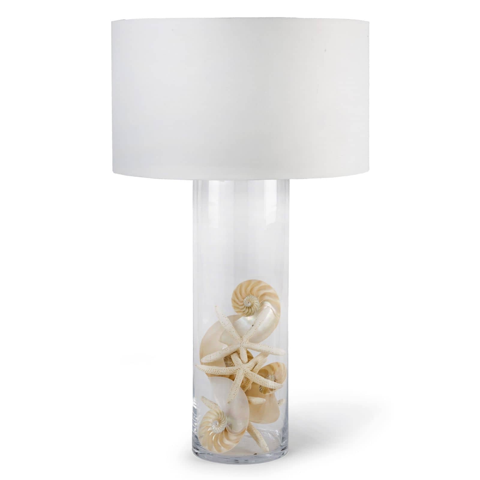 GLASS CYLINDER SEASHELL LAMP