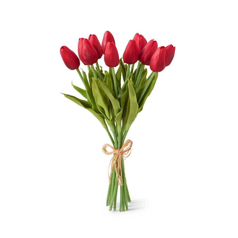 13.5” RED REAL TOUCH  MINI TULIP BOUQUET