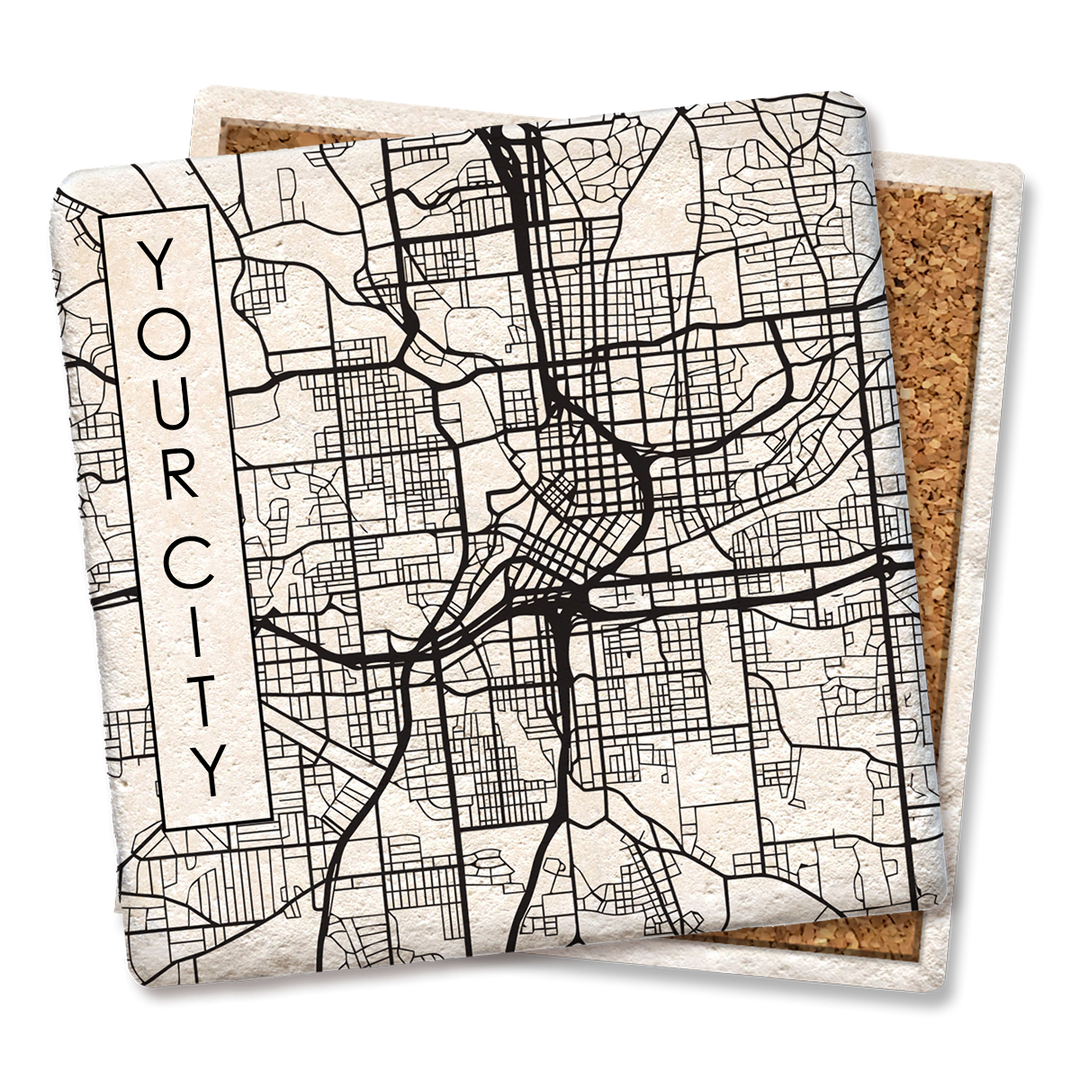 Custom city street map coaster