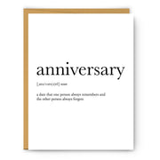 Anniversary Definition - Wedding & Anniversary Card