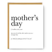 Mother's Day Definition (sorry) - Mother's Day Card