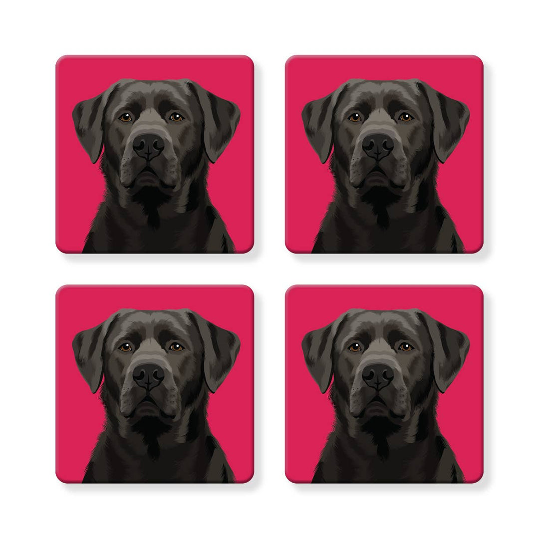 Set of 4 MDF Coasters - Black Labrador Retriever