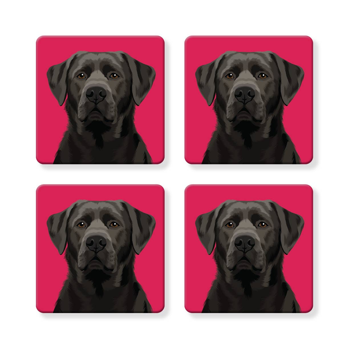 Set of 4 MDF Coasters - Black Labrador Retriever
