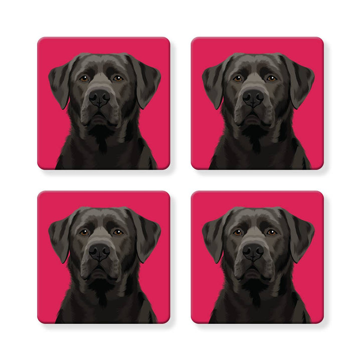 Set of 4 MDF Coasters - Black Labrador Retriever