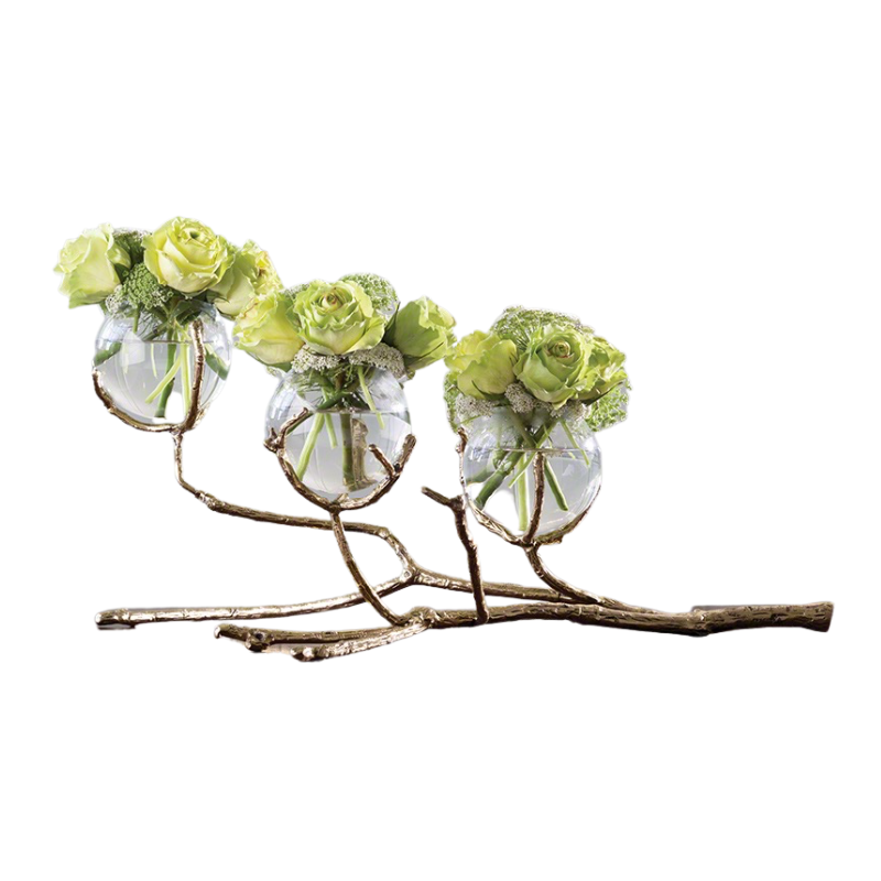 TWIG 3 VASE HOLDER  BRASS