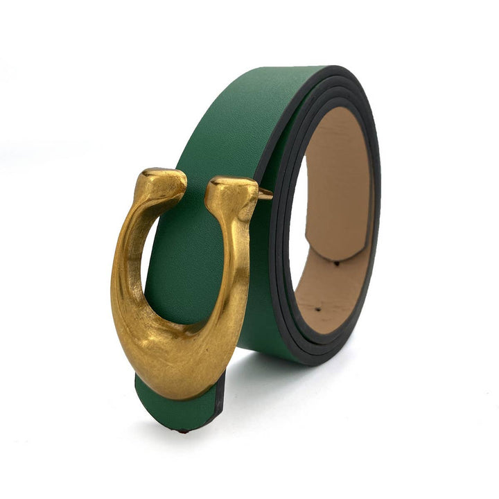 WOMEN FASHION RETRO U-BUCKLE BELT_CWABE0136: Green / (OS) 1