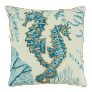 Sea Horse Design Throw Pillow: 20" / Aqua / Down Filled