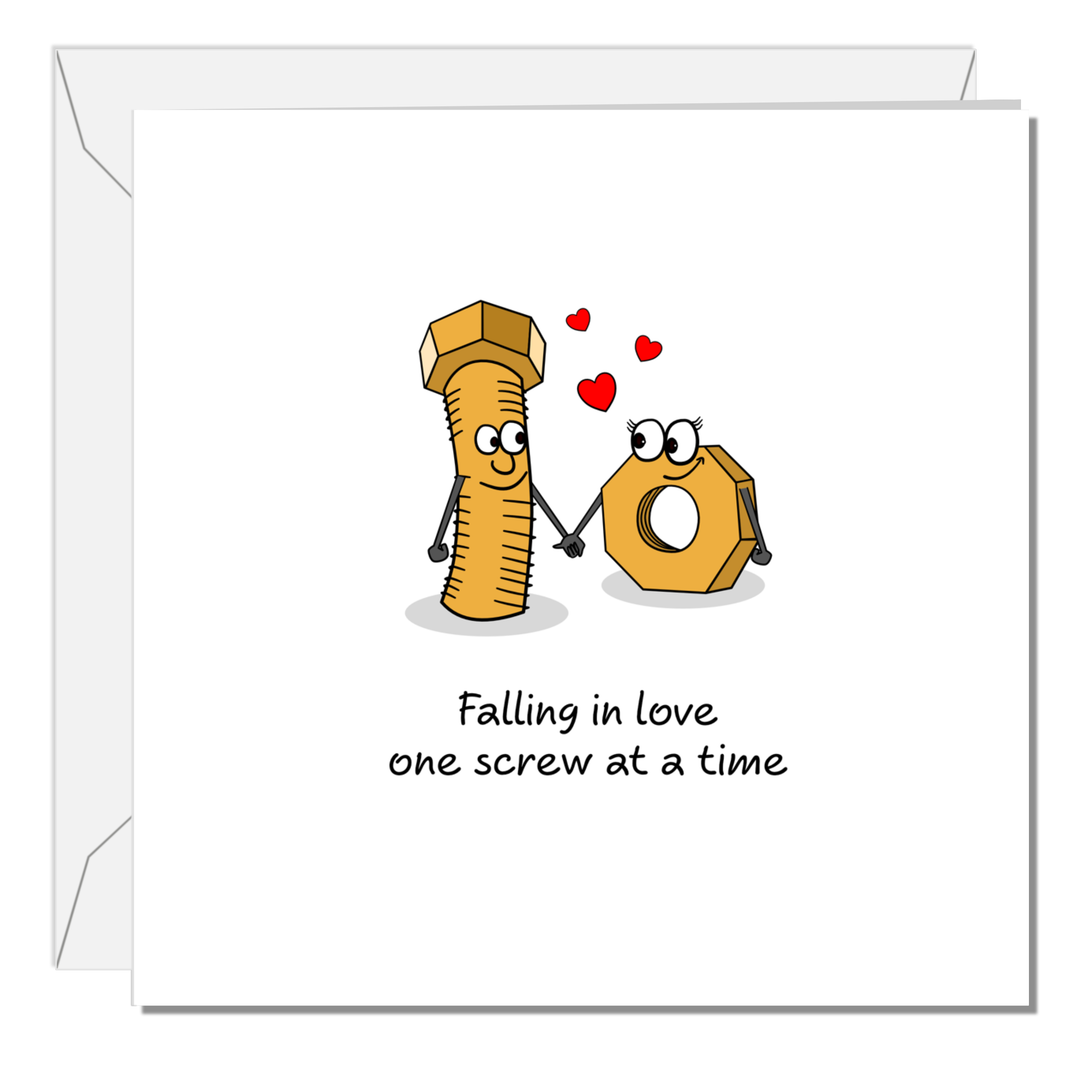 Rude Valentine's Card for Boyfriend Girlfriend Fiance Husband Wife Falling in Love Cartoon Screw Naughty Cheeky