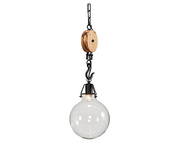 CLEAR GLASS GLOBE ON PULLEY