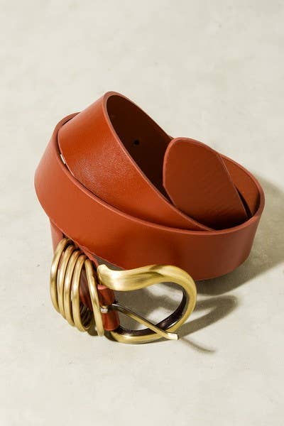 LEATHER ROUNDED BUCKLE BELTS | 40BT603: BROWN