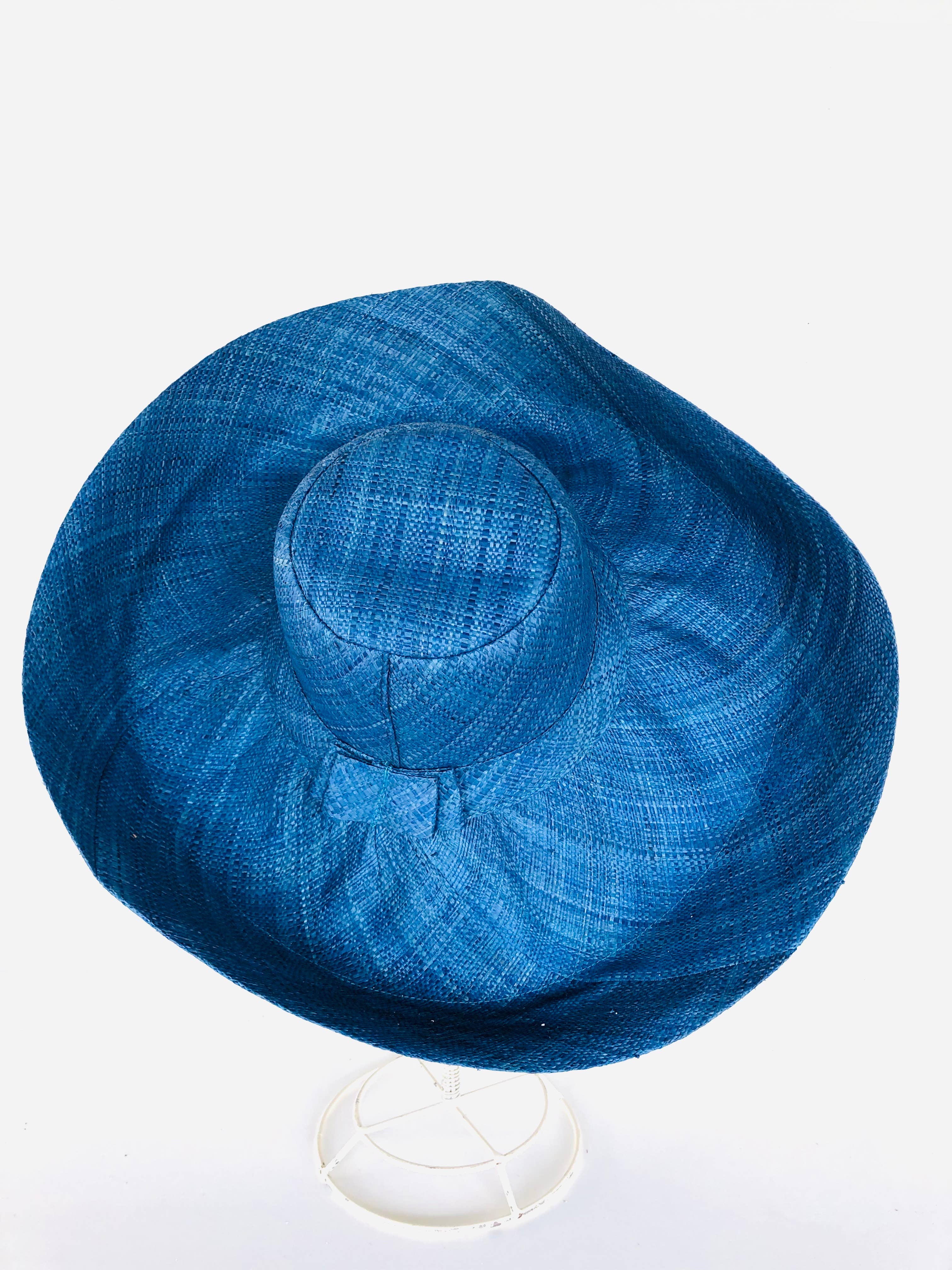 Sun Hats: Solid Color Packable 5" & 7" Brim Raffia Straw: 7"Brim / Turquoise