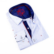 Fill Coupe Jacquard Shirt With Paisley Trim #M-859: XXLARGE / BLUE