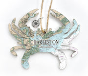 Wood Ornament - Crab with Map- Custom Location