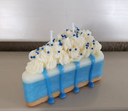 Cake slice soy candle in container