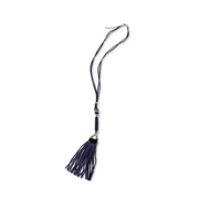 NAVY SUEDE NECKLACE W/ BRAID AND TASSEL