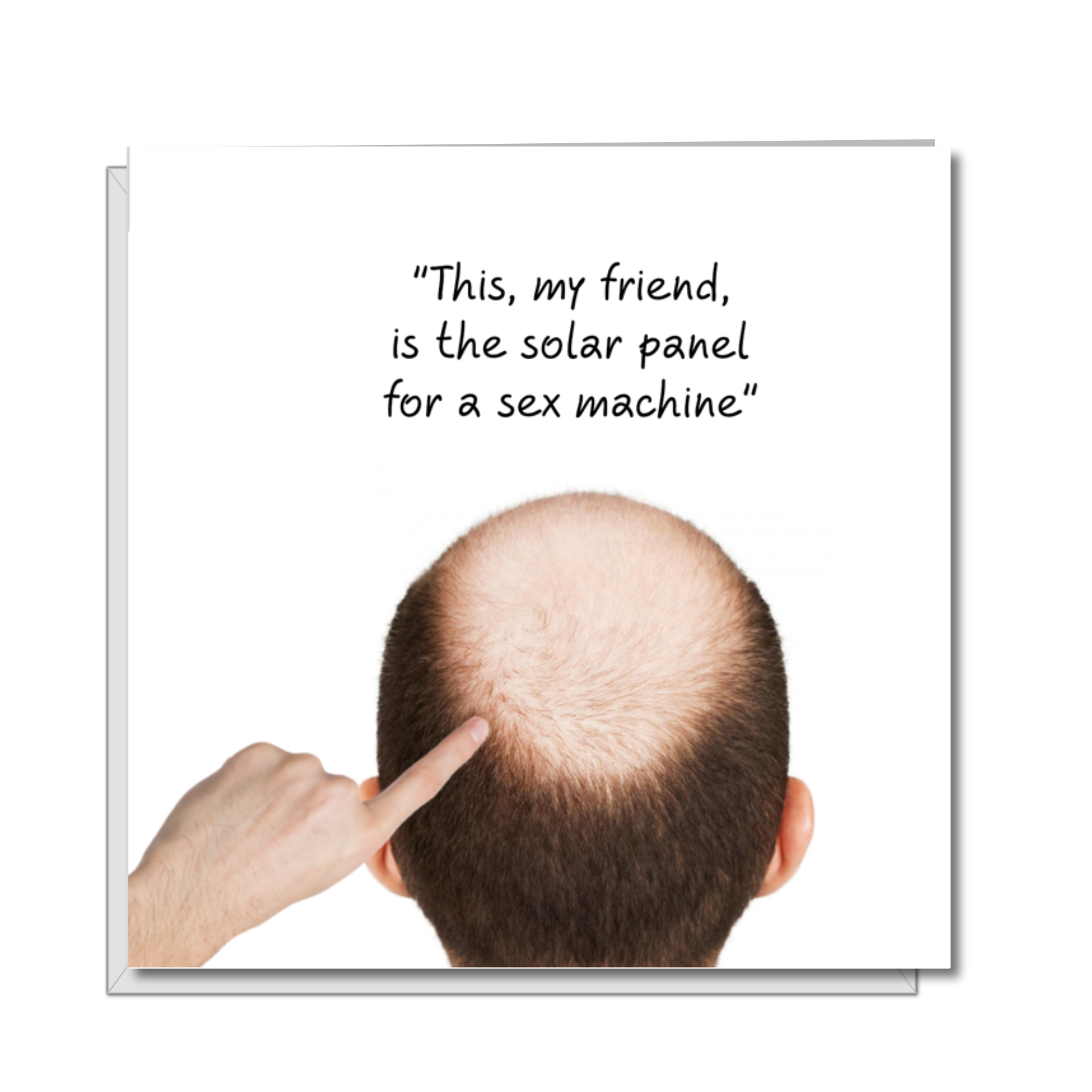 Funny Rude Birthday Card - Bald Friend Sex Machine - Humorous fun adult humor - male 30th 40th Solar Panel