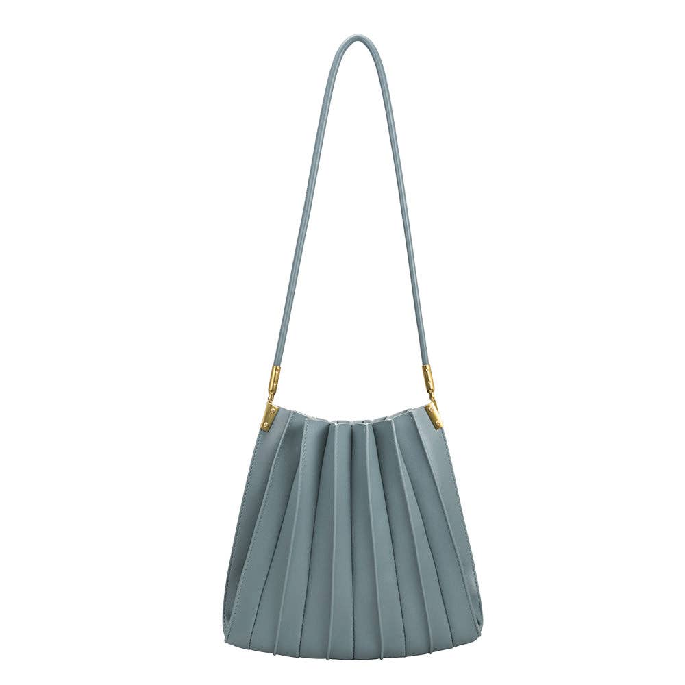 Carrie Slate Pleated Vegan Shoulder Bag Pre-Order 1/30