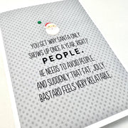 Holiday Santa Avoids People card