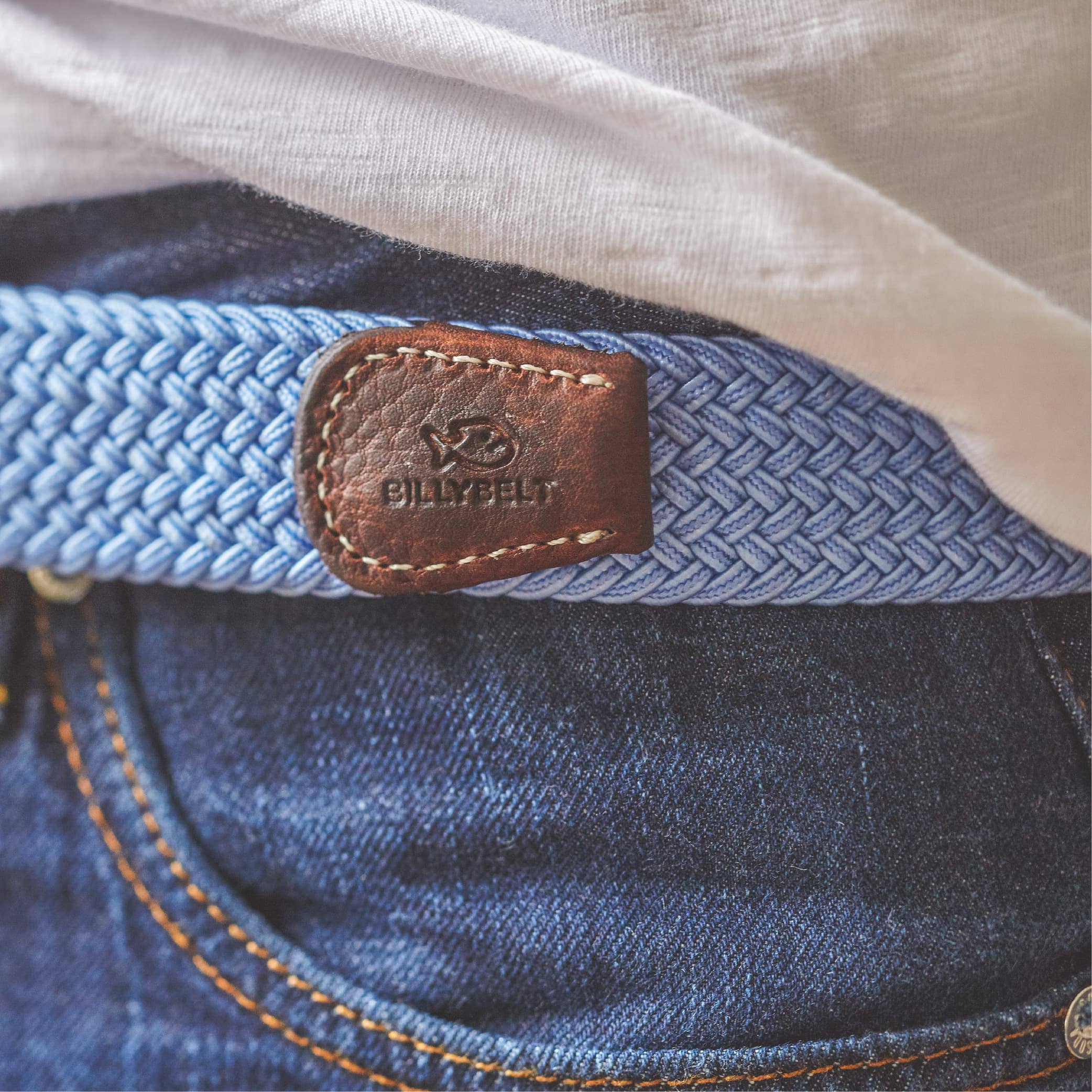 Breezy Blue Elastic Woven Belt: Size 1