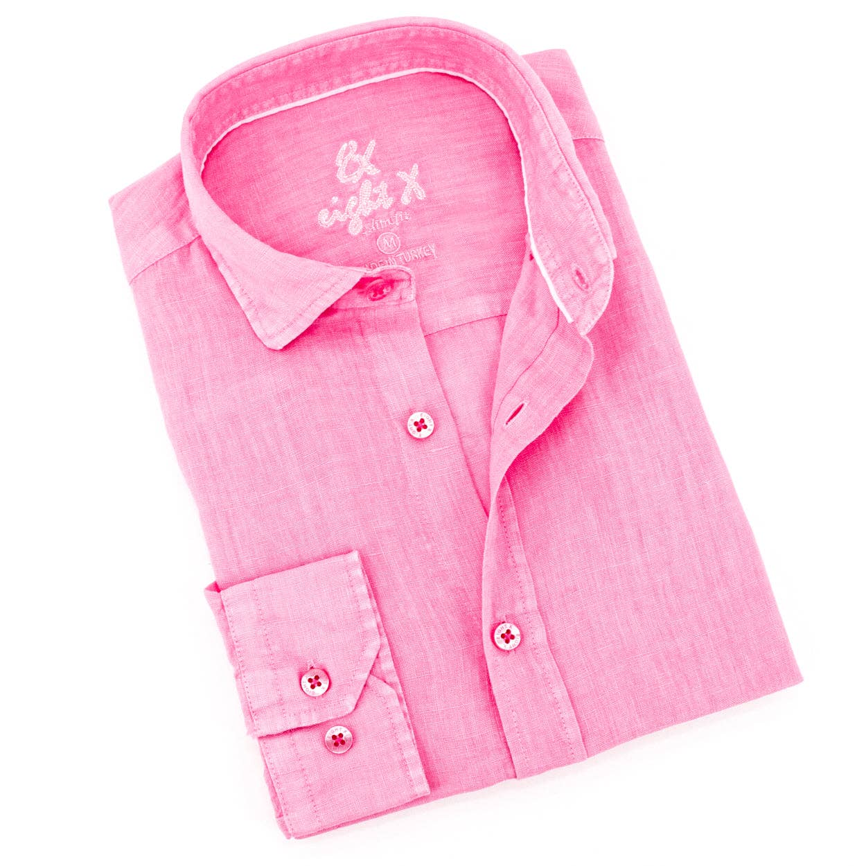 Linen Button Down Shirt - Pink: PINK / 2XL