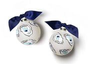 Oyster Print Glass Ornament