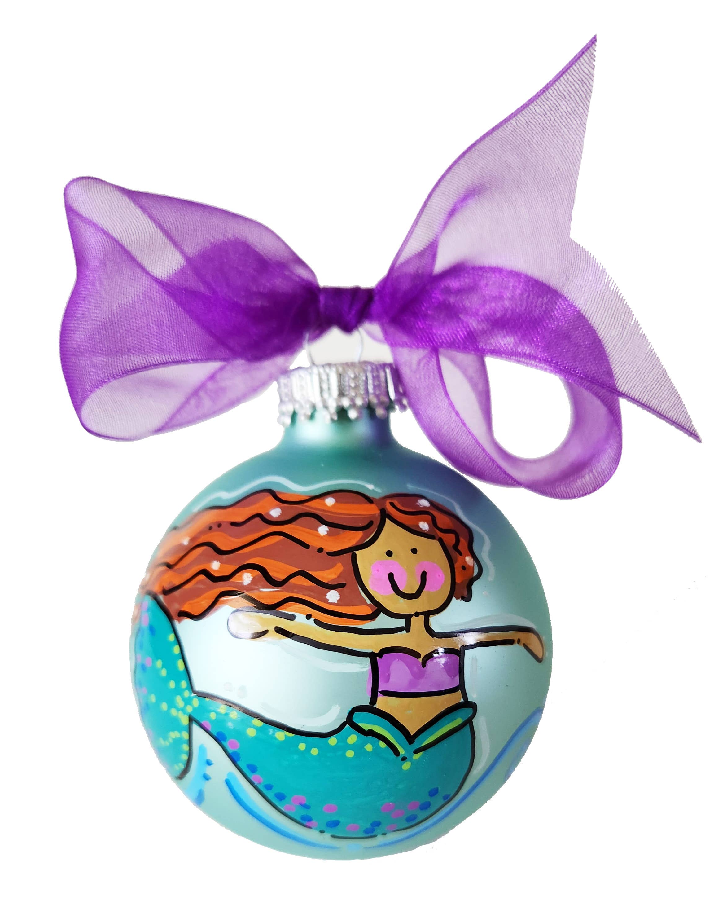 Mermaid Hand Painted Glass Christmas Ornament