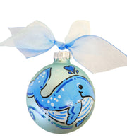 Whale hand painted glass ornament