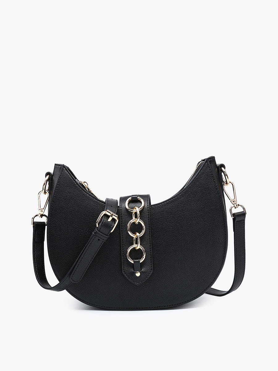 EH2450 Euphemia Half-Moon Crossbody w/ Metal Ring: Black