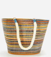 Brighton Melange Straw Basket Bag with Rope Handle: Blush Melange
