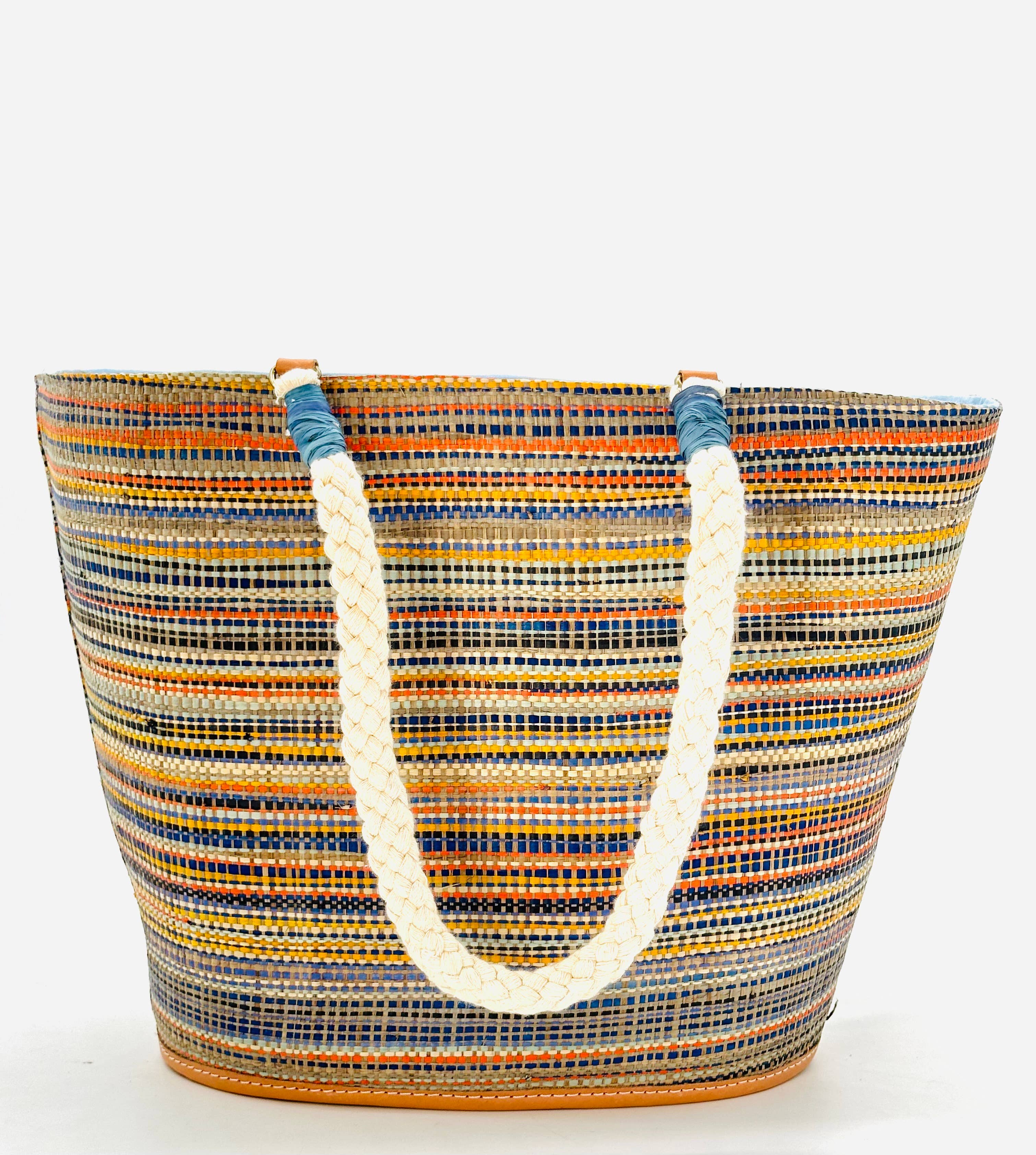 Brighton Melange Straw Basket Bag with Rope Handle: Blush Melange