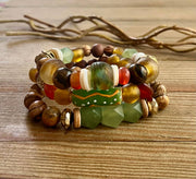 Slightly Toasted- fall statement stretch bracelet set