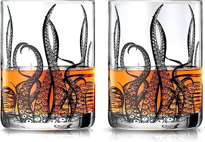 Octopus Tentacle Whiskey Glassware, Set of 2 | 9 OZ Handmade