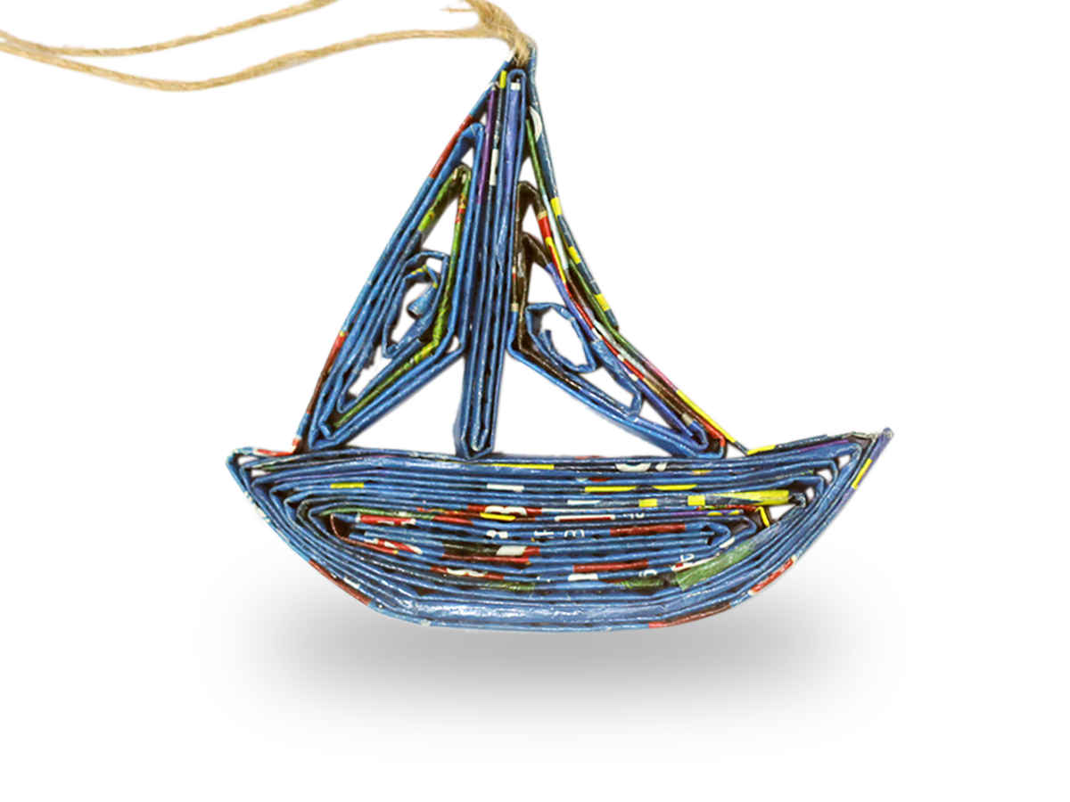 Boat Recycled Paper Ornament