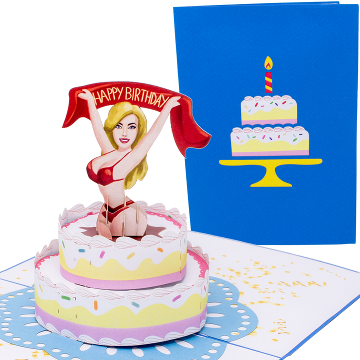 Surprise Stripper Birthday Cake Inappropriate 3D Greeting