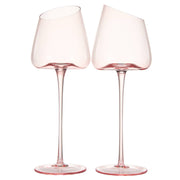 Khen Pink Wine Glasses Set of 2 Red Blush Color 18oz Slanted