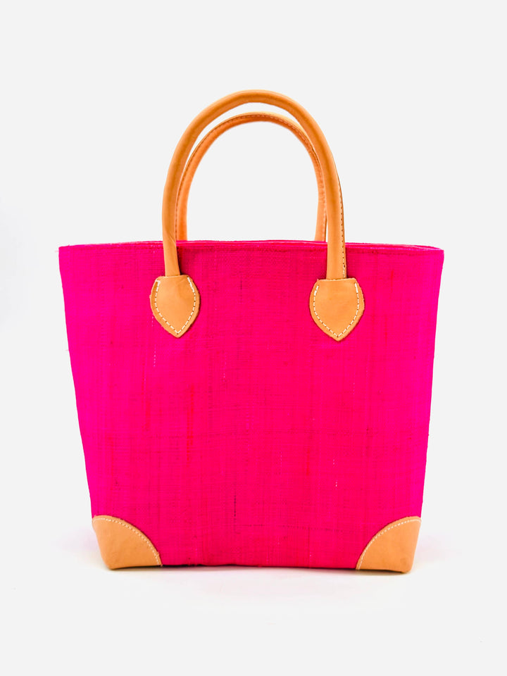 Augustine Straw Basket Bag: Small / Fuschia