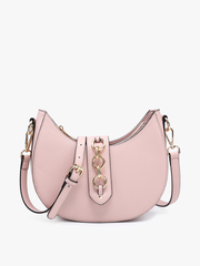 EH2450 Euphemia Half-Moon Crossbody w/ Metal Ring: Pink