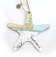 Wood Ornament - Starfish with Map- Custom Location