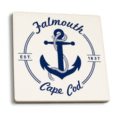 Ceramic Coaster Falmouth, Cape Cod, Blue and White Anchor…